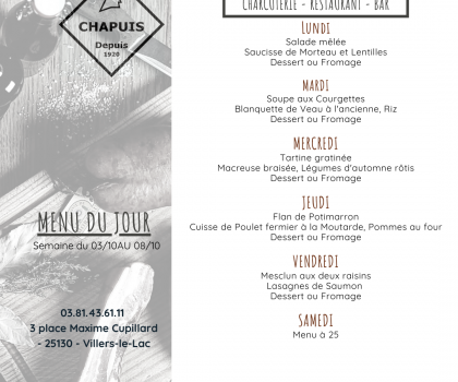 menu du 3 au 8 octobre