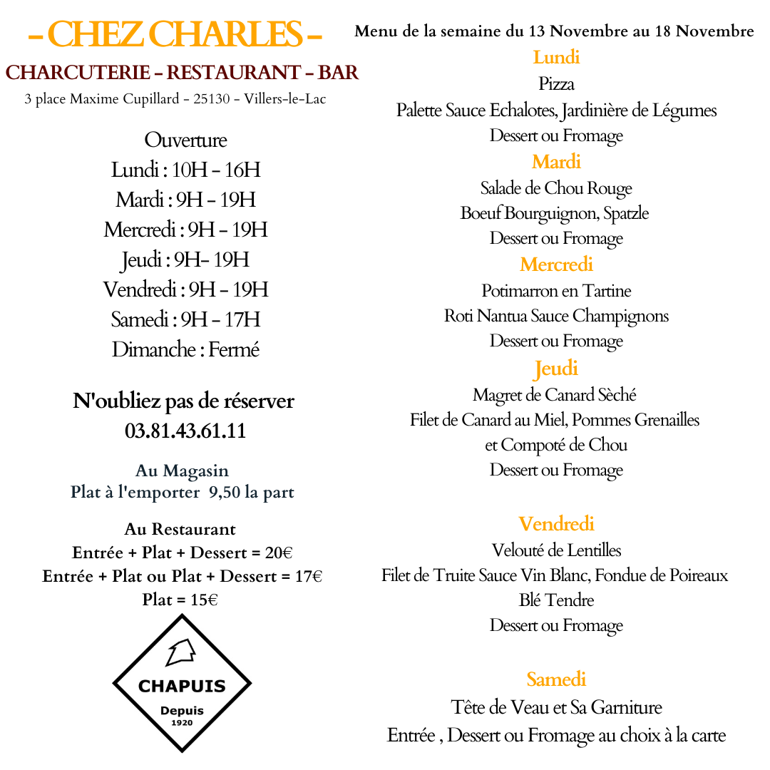 Menu de La Semaine