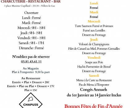 Menu de la Semaine