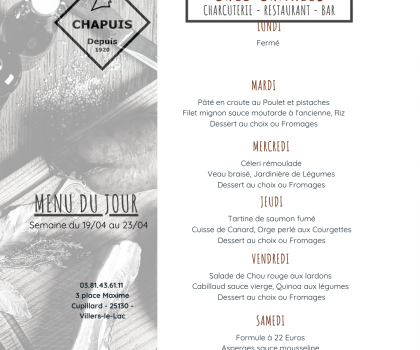 Menu de la semaine 16