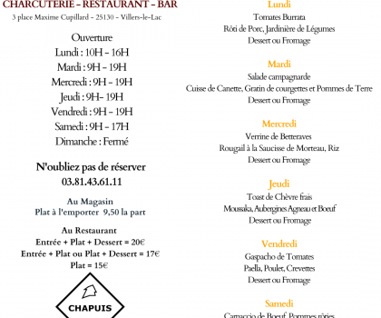 menu du 22/07 au 27/07