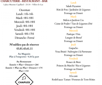 Menu Du 30 Juin au 5 Juillet