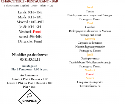 menu du 27 avril au 2 mai