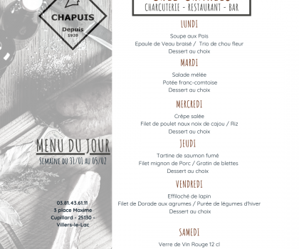 Menu de la semaine 5
