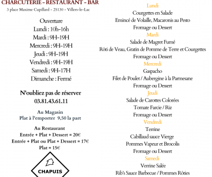 Menu du 16 au 21 juin