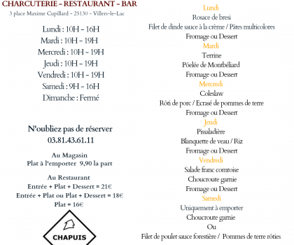 menu du 7 au 12 septembre