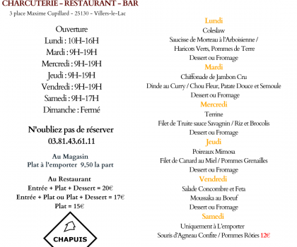 Menu du 19 au 24 Mai