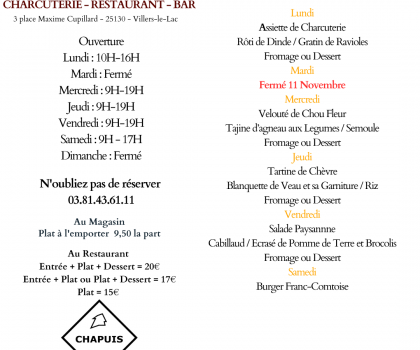Menu du 10 au 15 Novembre