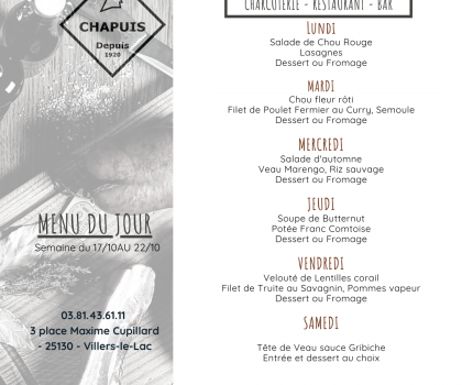 Menu du 17 au 22 octobre