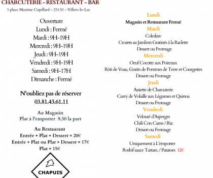 Menu du 21 au 26 Avril