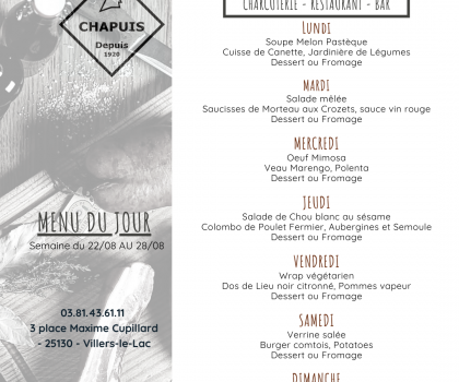 menu du 22 au 28 août