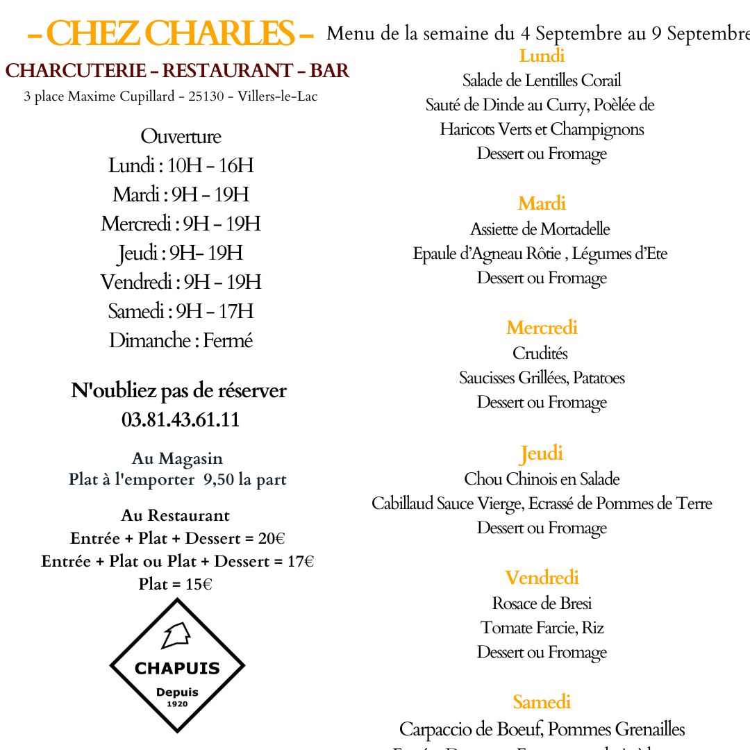 Menu de la Semaine