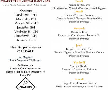 Menu du 17 au 22 Avril