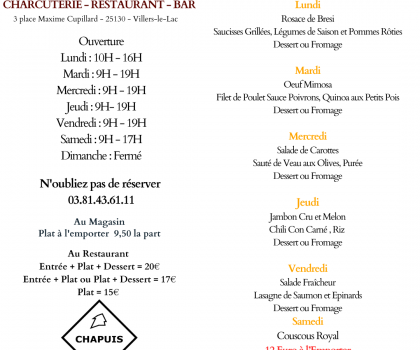 Menu de la Semaine