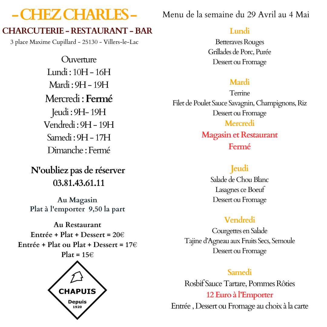 Menu de la Semaine