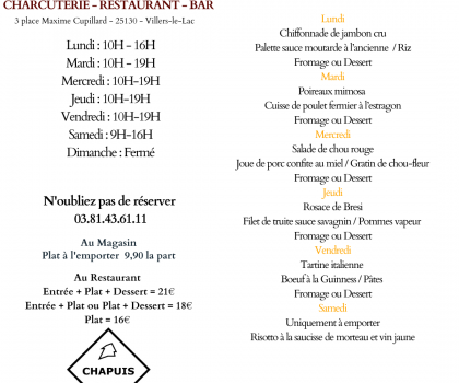 menu du 20 au 25 avril