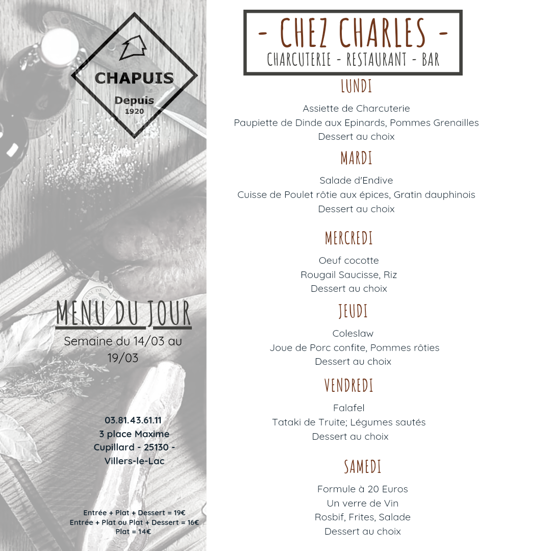 Menu de la semaine 11