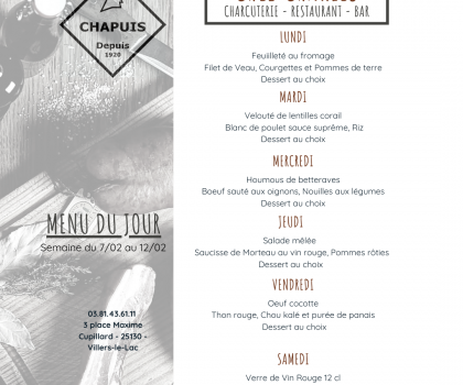 Menu de la semaine 6