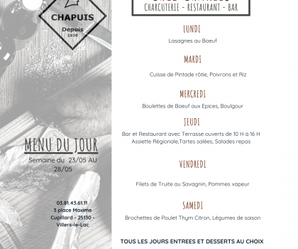 Menu de la semaine 21