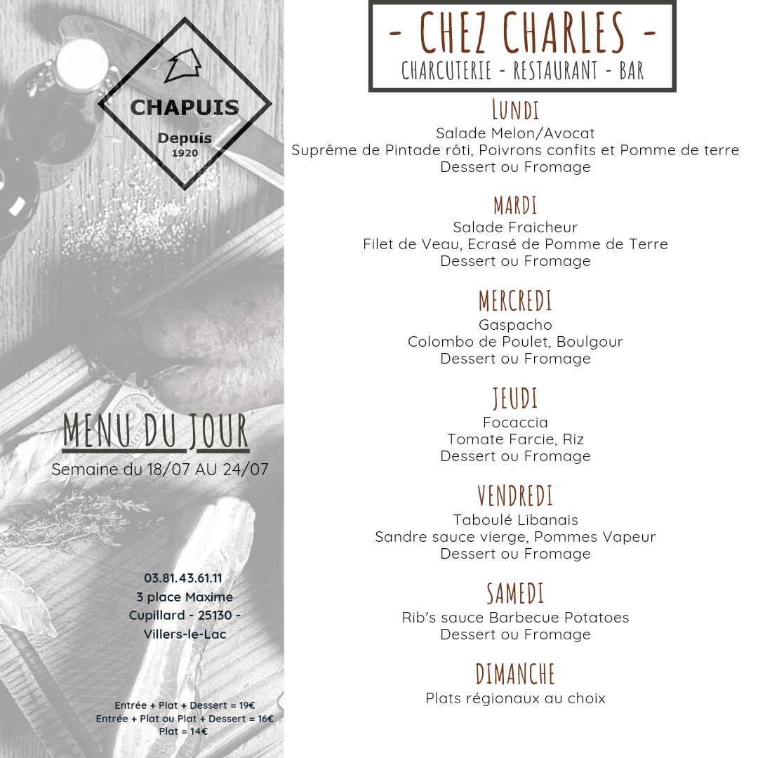 Menu semaine 29