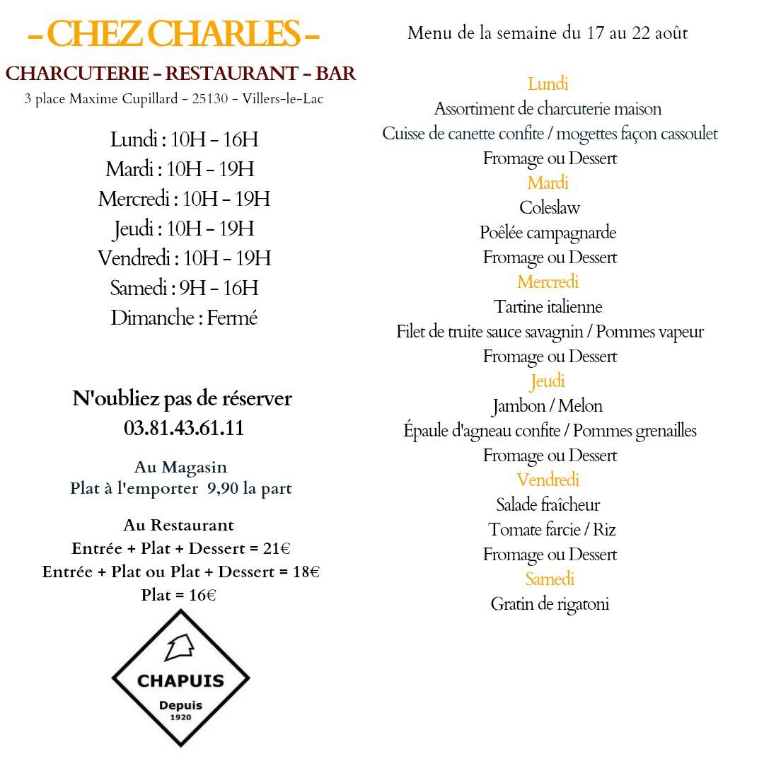 menu du 17 au 22 août