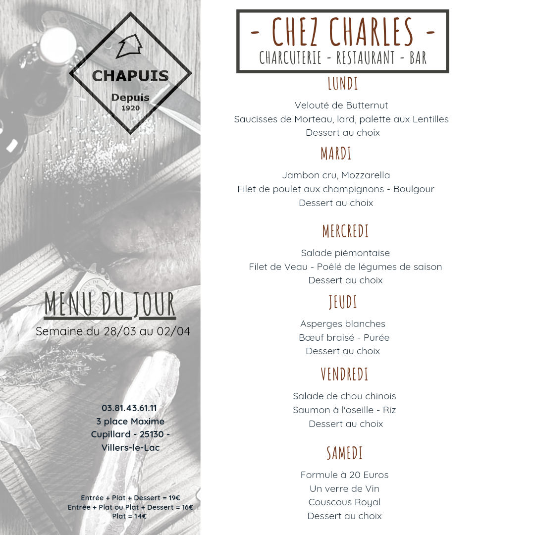 Menu de la semaine 14