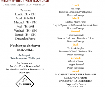Menu de la semaine du 21/10 au 26/10