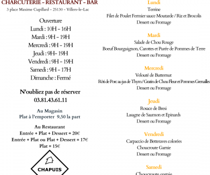 Menu de la semaine 3