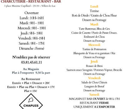 Menu du 18 au 23 Novembre