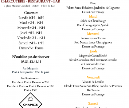 Menu de La Semaine