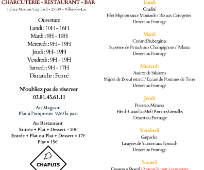 Menu du 8/07 au 13/07