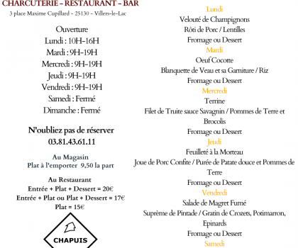 Menu du 27 Octobre au 1er Novembre