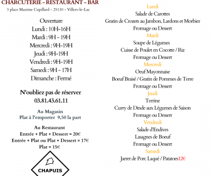 Menu du 22 au 29 Novembre