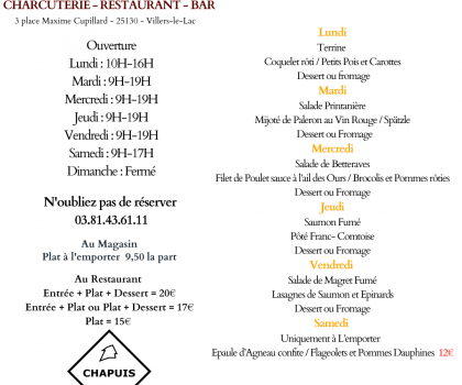 Menu du 14 au 19 Avril