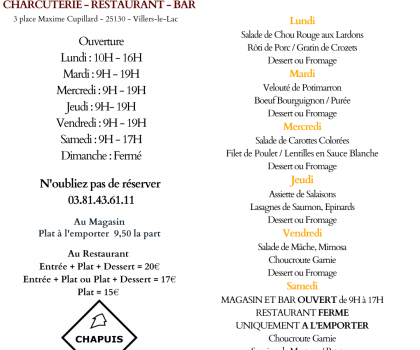 Menu du 14 au 19 octobre