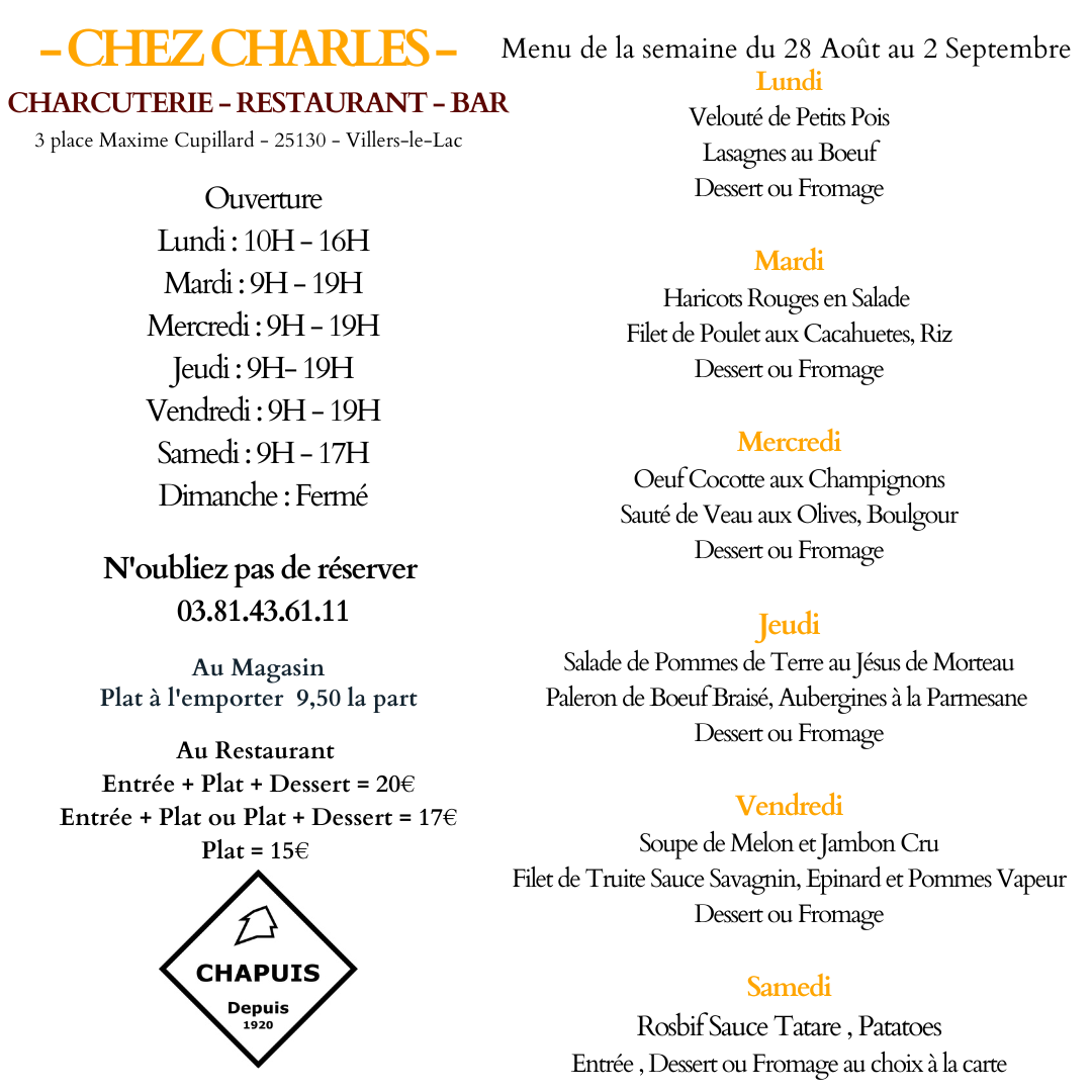 Menu de la Semaine