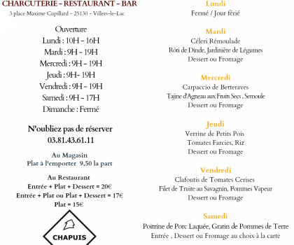 Menu du 9 au 13 mai
