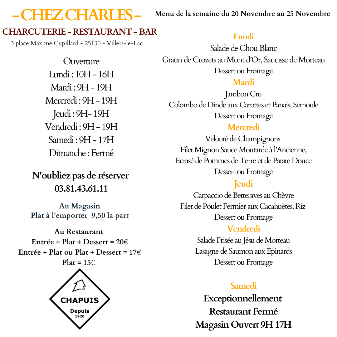 Menu de la Semaine
