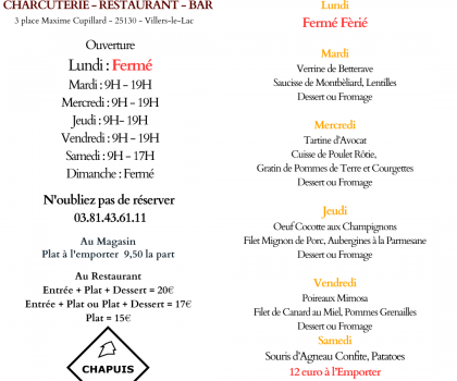 Menu de la Semaine