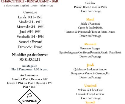 Menu de la Semaine