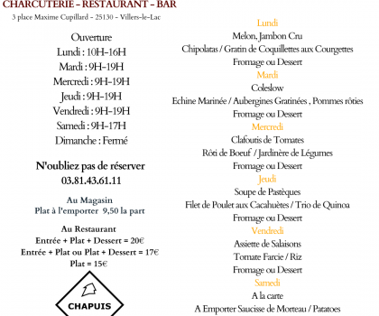 Menu du 4 au 9 Août