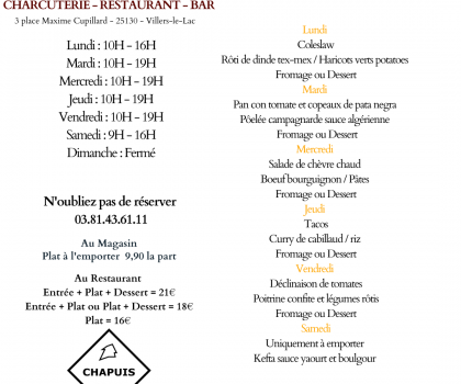 menu du 6 au 11 juillet