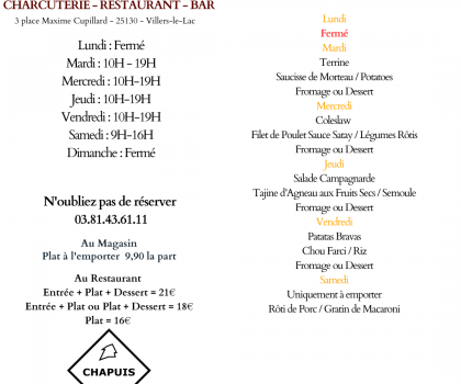 Menu du 6 au 11 Avril