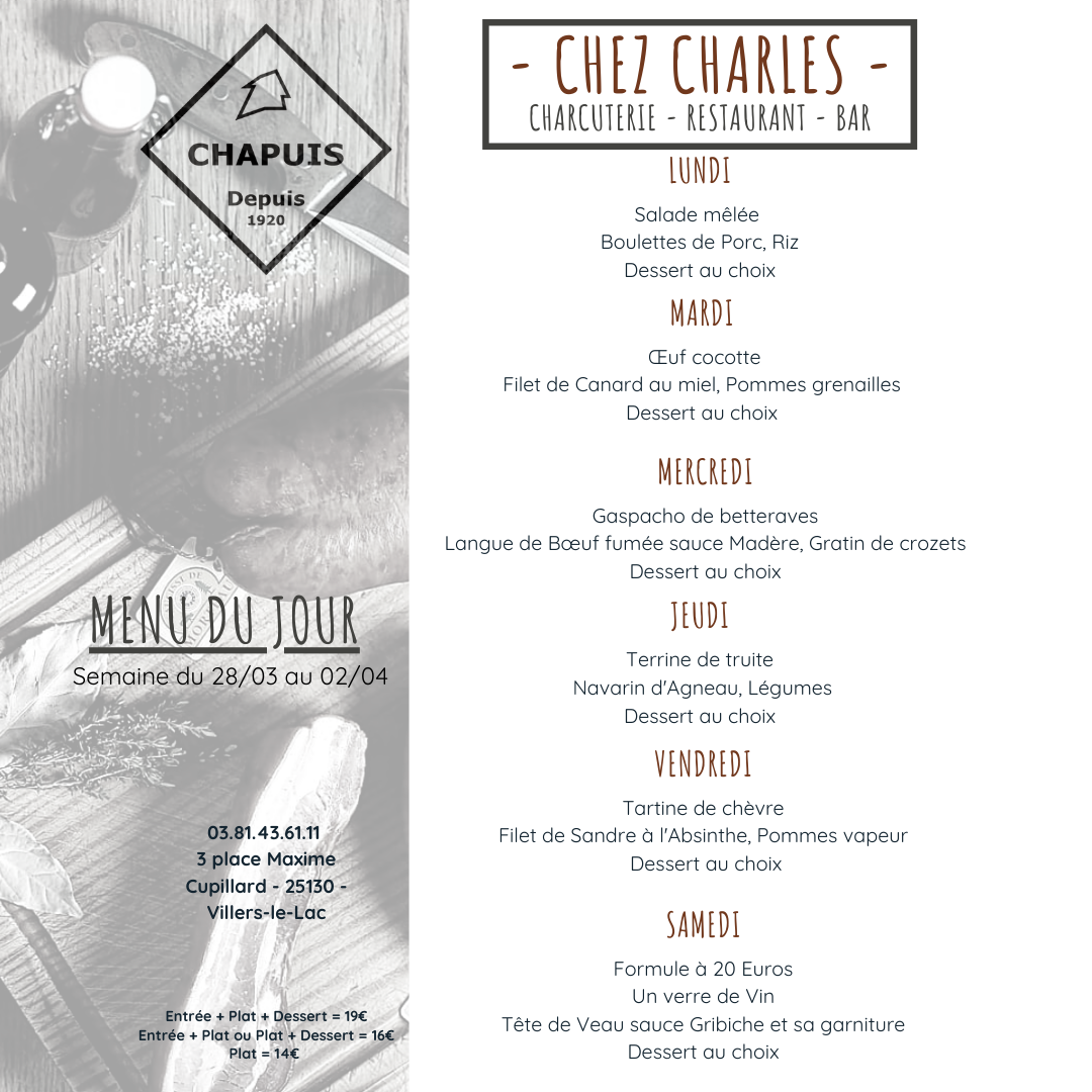 menu de la semaine 13