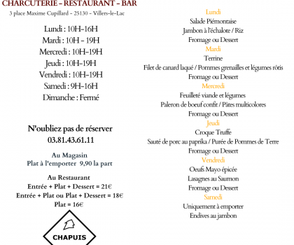 menu du 30 mars au 4 avril
