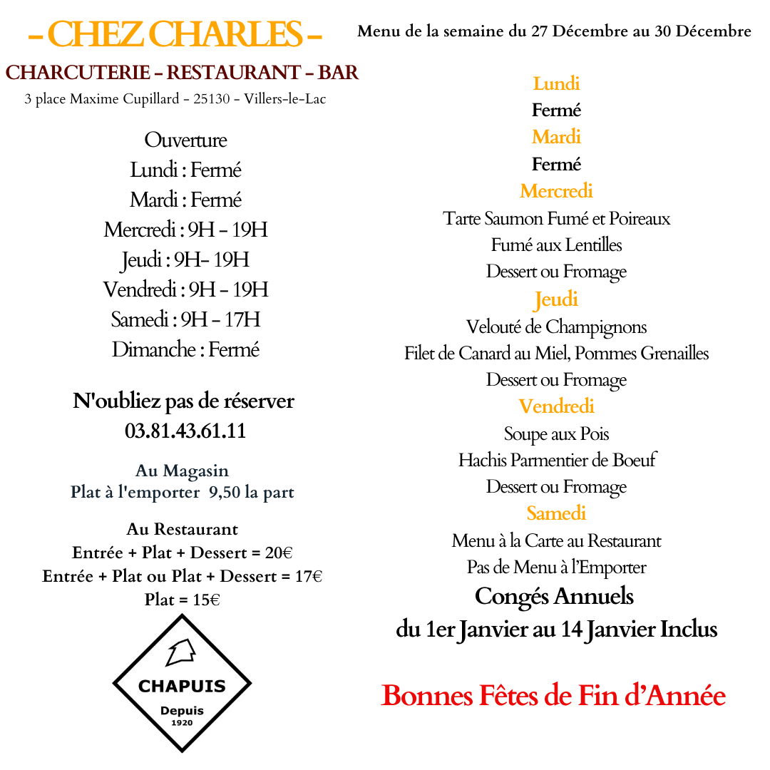 Menu de la Semaine