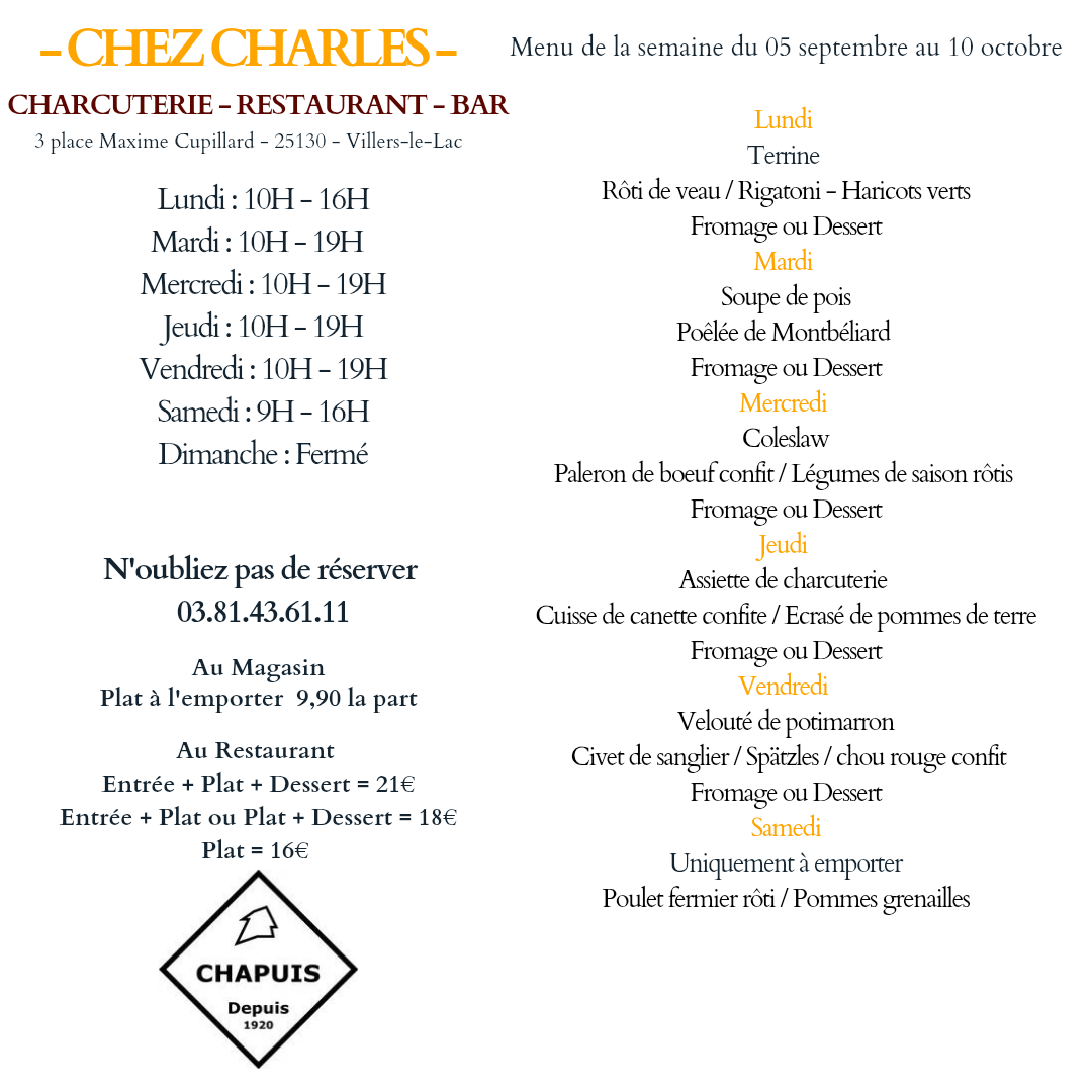 menu de la semaine 5 octobre