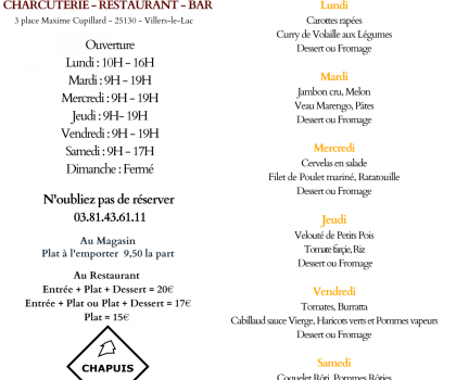 Menu du 15/07 au 20/07