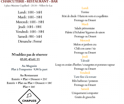 Menu du 8 au 13 juin