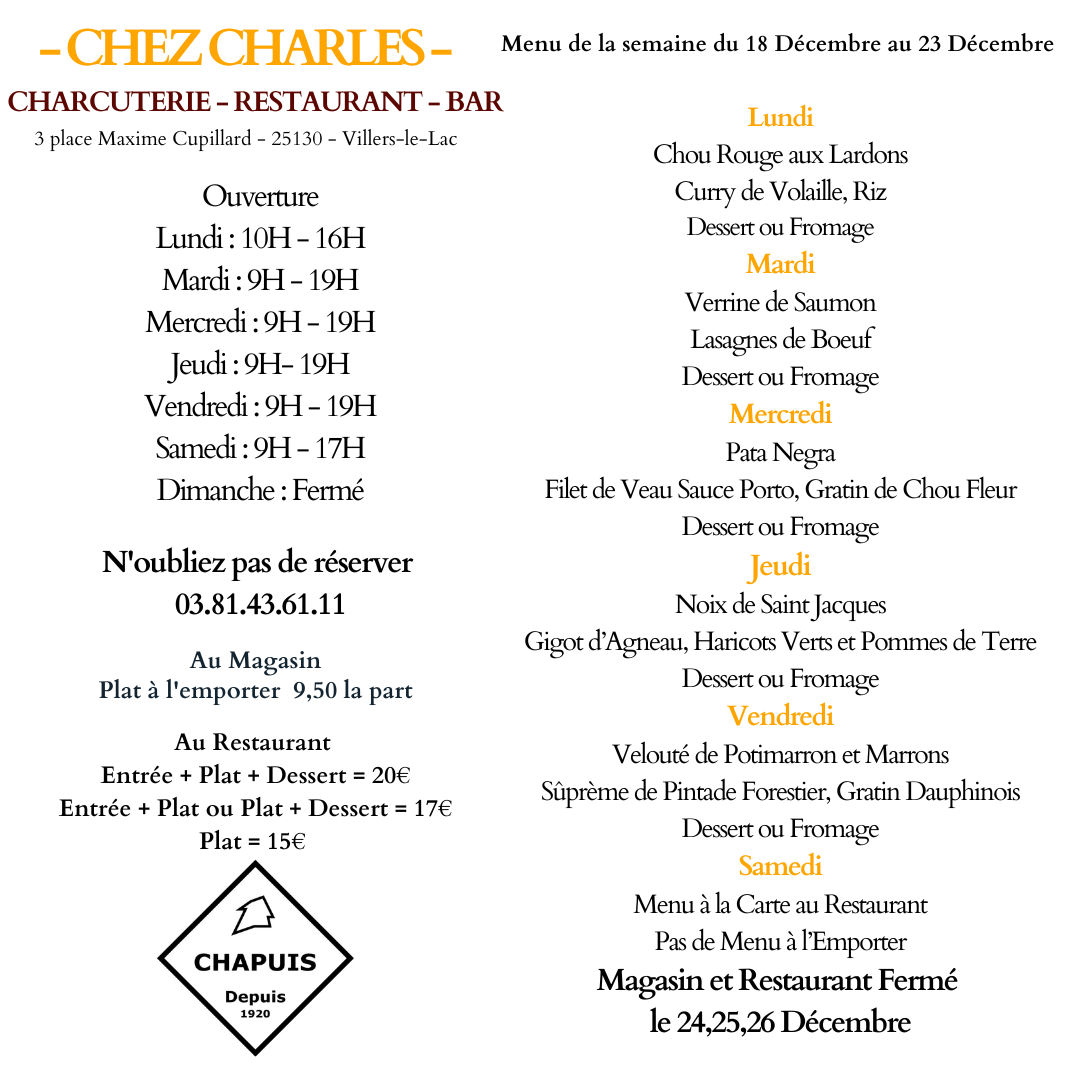 Menu de la Semaine